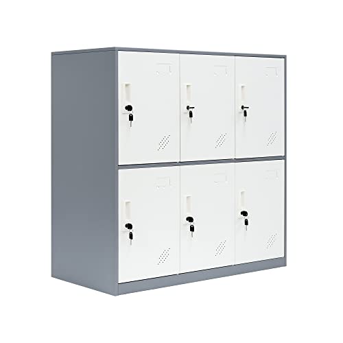 Locker Storage Cabinet - 6 Metal Wall Lockers for School and Home Storage Locker Organizer,Kids Locker for Cloth and Toy Organizer - Metal Storage Locker Cabinet.