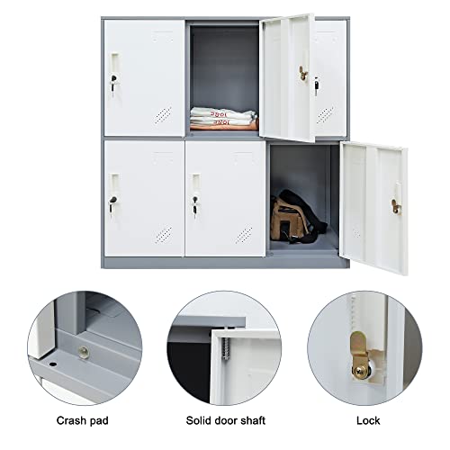 Locker Storage Cabinet - 6 Metal Wall Lockers for School and Home Storage Locker Organizer,Kids Locker for Cloth and Toy Organizer - Metal Storage Locker Cabinet.