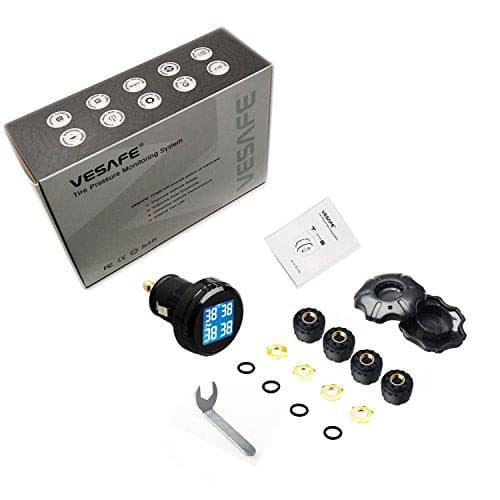 VESAFE Wireless Tire Pressure Monitoring System (TPMS) for Small Size 4-tire Vehicles, Including 4 External Cap sensors (0-87PSI).