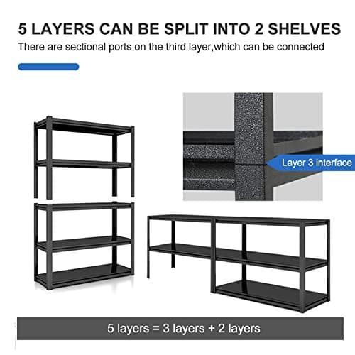 Beestmueble 5 Tier Metal Storage Shelves, Heavy Duty Steel Utility Shelves with Adjustable Metal Shelves, High Weight Capacity, Garage Organization Storage Rack, 31.5" W x 15.8" D x 63" H.