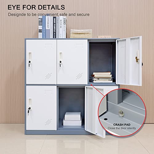 Locker Storage Cabinet - 6 Metal Wall Lockers for School and Home Storage Locker Organizer,Kids Locker for Cloth and Toy Organizer - Metal Storage Locker Cabinet.