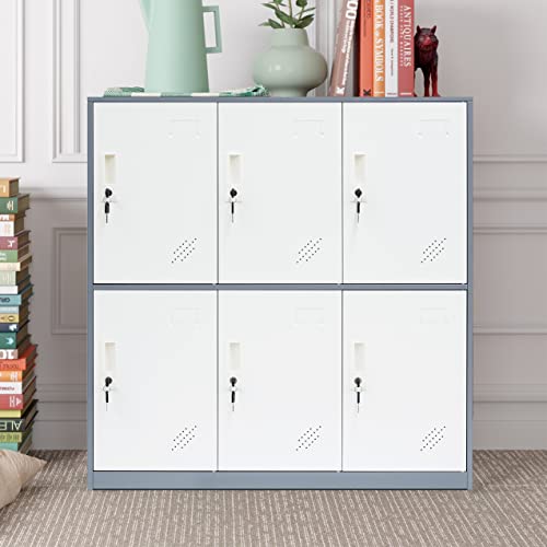 Locker Storage Cabinet - 6 Metal Wall Lockers for School and Home Storage Locker Organizer,Kids Locker for Cloth and Toy Organizer - Metal Storage Locker Cabinet.