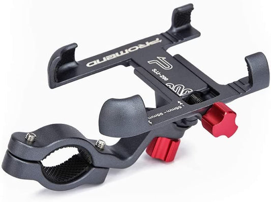 PROMEND Universal Aluminium Bike Phone Mount, Adjustable from 2.2-3.7" Wide and 360° Angle, Fits for iPhone Xs|Xs Max, XR, X, 8 | 8+, Galaxy S10, S10+, S10E, S9.