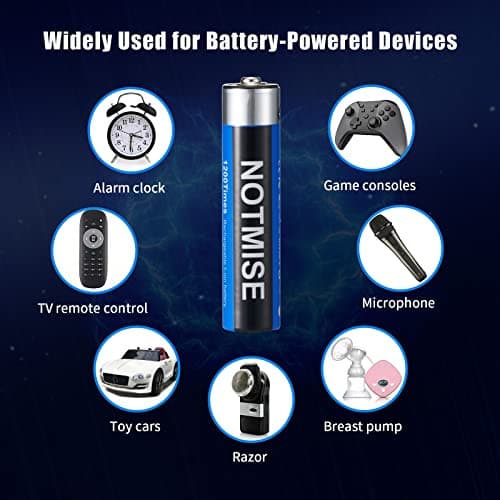 Notmise Rechargeable AA Battery, Lithium Ion 1.5V 2500mWh,1 Hour Fast Charge, 4-in-1 USB Type C Charging Cable, Over 1200 Cycles, Pack of 4.
