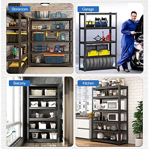 Beestmueble 5 Tier Metal Storage Shelves, Heavy Duty Steel Utility Shelves with Adjustable Metal Shelves, High Weight Capacity, Garage Organization Storage Rack, 31.5" W x 15.8" D x 63" H.