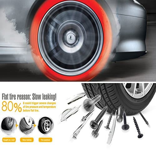 Vesafe Universal Solar TPMS, Wireless Tire Pressure Monitoring System with 4 DIY External Cap Sensors(0-6Bar/0-87Psi), Real-time Display 4 Tires' Pressure and Temperautre. (Gray Display).