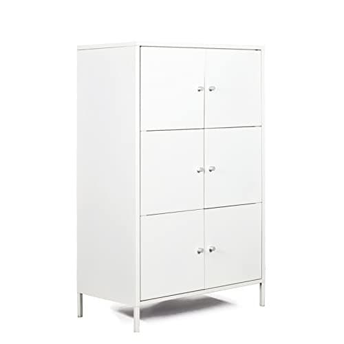 BEESTMUEBLE Metal Storage Cabinet, 3-Tier Floor Freestanding Cabinet with 6 Doors, Multipurpose Storage Organiser for Office and Home, 25.6”W×41.3”H×14.2”D, Large, White.