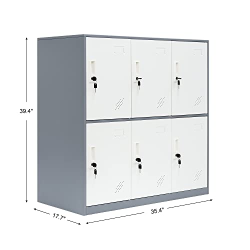 Locker Storage Cabinet - 6 Metal Wall Lockers for School and Home Storage Locker Organizer，Kids Locker for Cloth and Toy Organizer - Metal Storage Locker Cabinet.