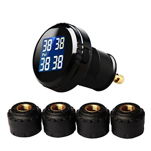 VESAFE Wireless Tire Pressure Monitoring System (TPMS) for Small Size 4-tire Vehicles, Including 4 External Cap sensors (0-87PSI).