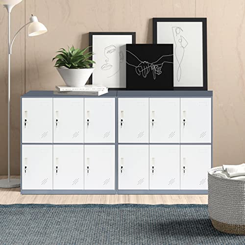 Locker Storage Cabinet - 6 Metal Wall Lockers for School and Home Storage Locker Organizer，Kids Locker for Cloth and Toy Organizer - Metal Storage Locker Cabinet.