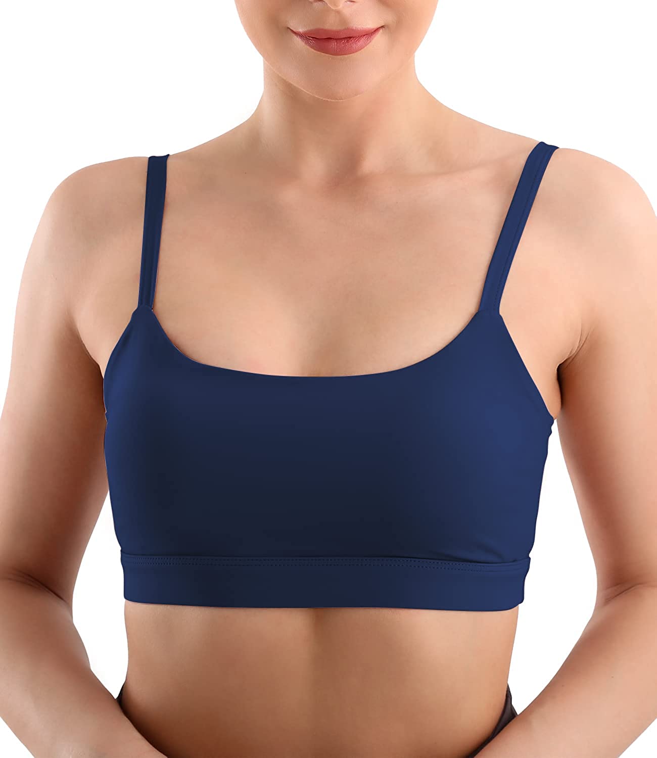 Bandeau Sports Bra Tank Top with Built in Bra No Underwire Removable Pads