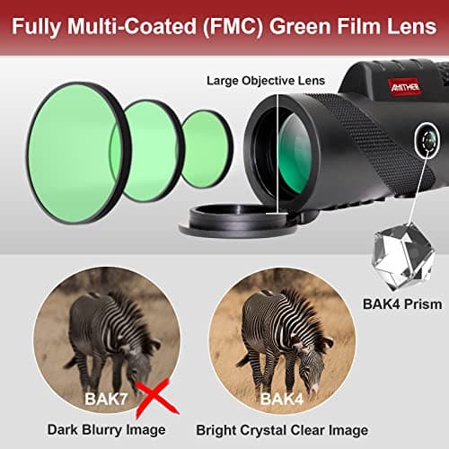 80x100 Monocular Telescope for Smartphone - High Powered High Definition Monoculars for Adults with Tripod & Phone Adapter, Low Light Night Vision, Clear View for Wildlife Bird Watching Hunting Hiking.
