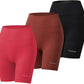 TreeWeek Women Workout Biker Shorts 3 Pack Ribbed Seamless High Waist Yoga Shorts Leggings for Gym Athletic/Daily Match.