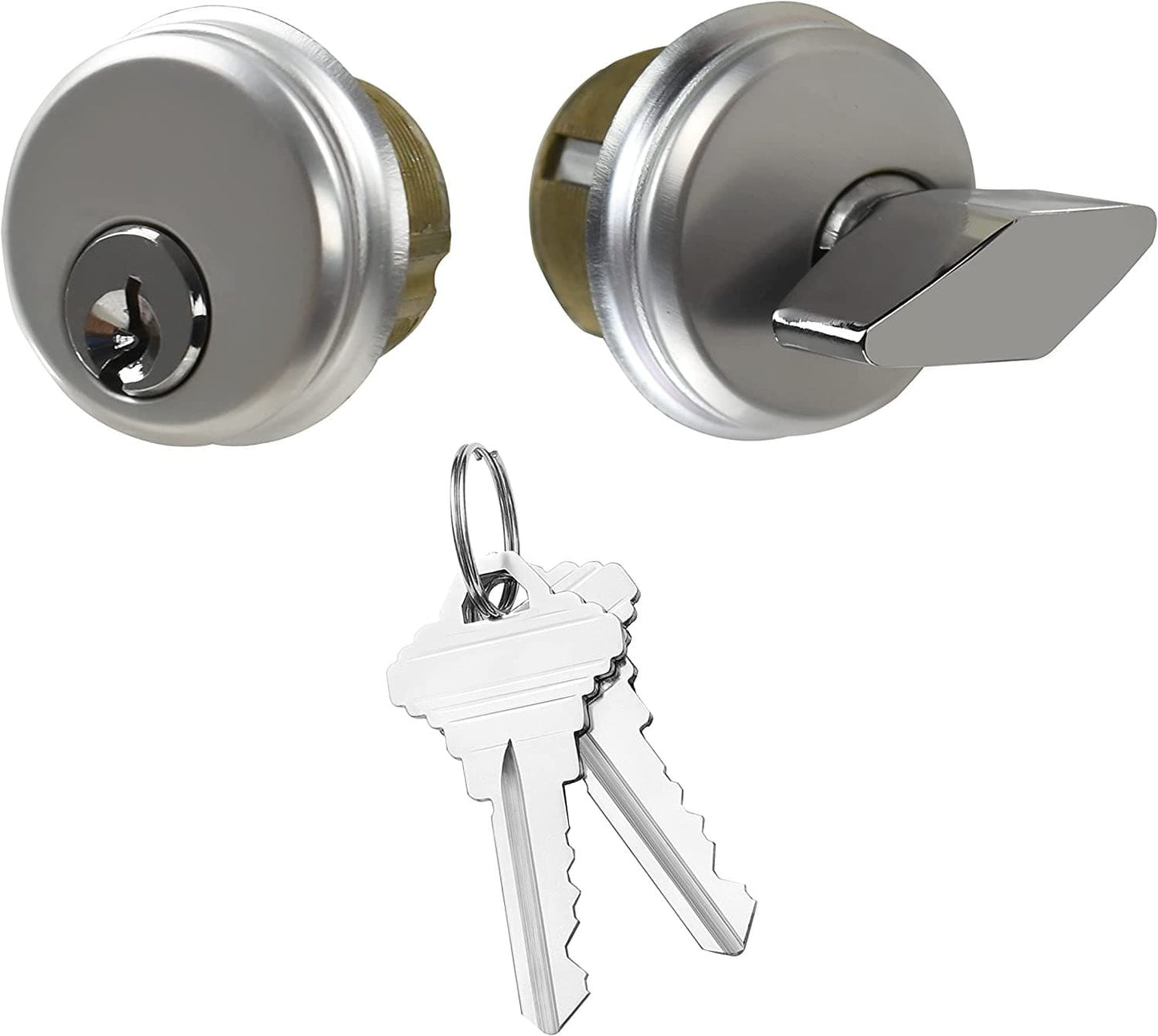 EASILOK Storefront Door Commercial Mortise Lock Cylinder with Keys & Thumbturn, in Aluminum (1 Set, Black).