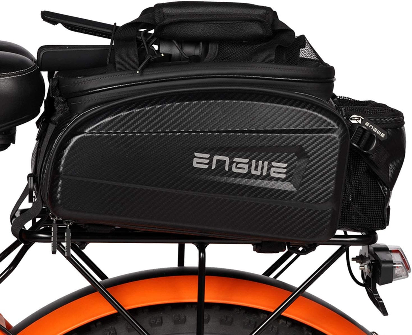 ENGWE Bike Rack Bag Trunk Bag Waterproof Carbon Leather Bicycle Rear Seat Cargo Bag Rear Pack Trunk Pannier Handbag（Capacity 17L-35L）.